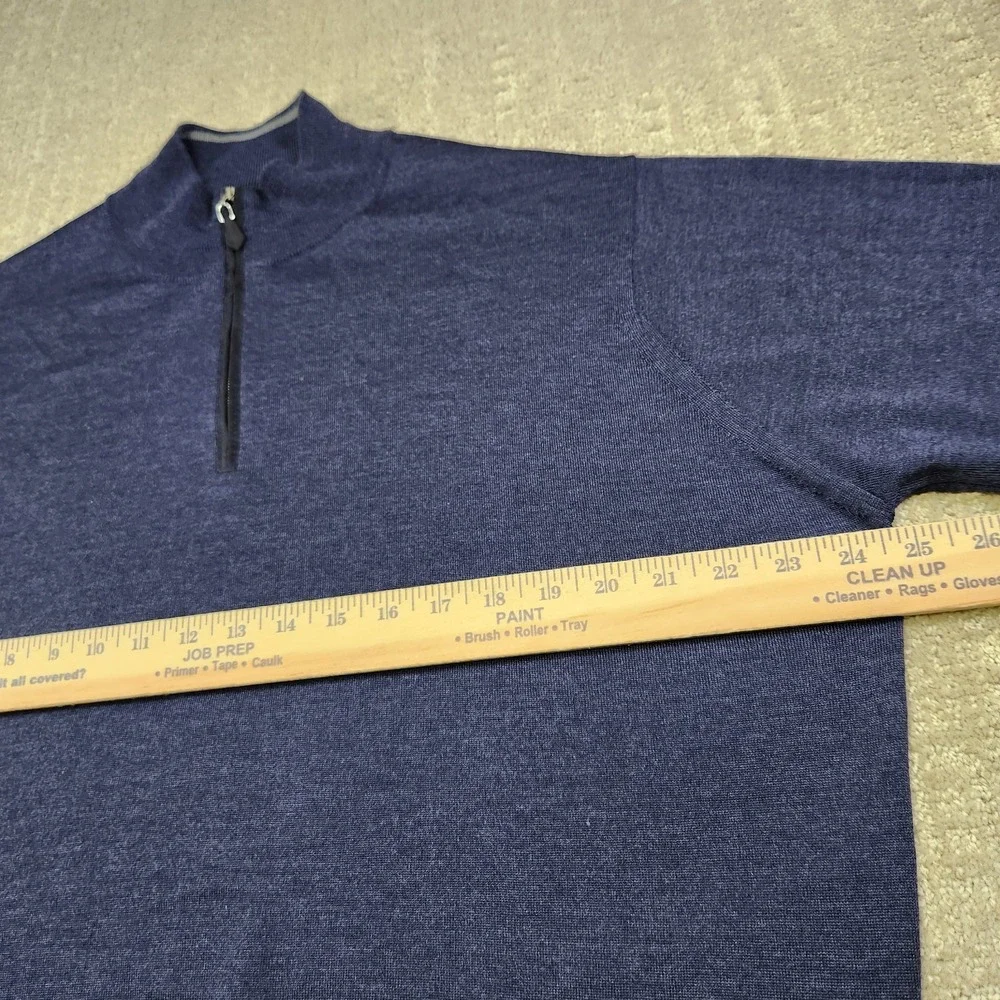 Peter Millar Sweater *READ* Men Large XL Silk Linen Blend Knit 1/4 Zip Blue